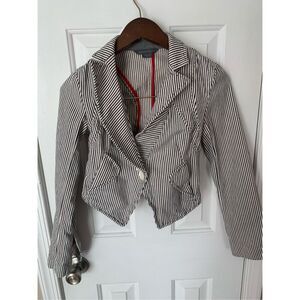 Armani exchange vintage white striped blazer jacket long sleeve button size xs
